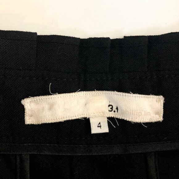 3.1 Phillip Lim Black Wool Linen Pants Size 4 Wide Leg Crop - Picture 7 of 9